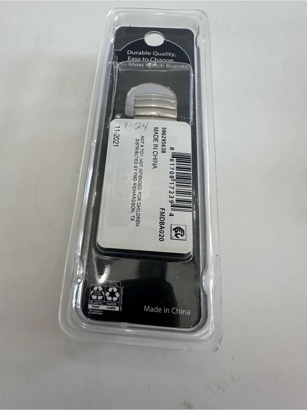 Stretch Link Watch Band - Polished Silver Tone